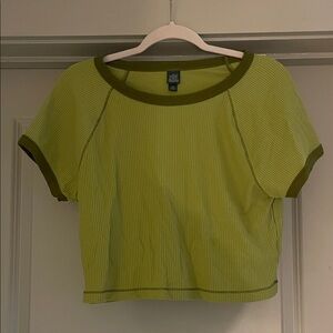 Wild Fable Lime Green Striped Short Sleeve Top